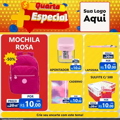 Modelo de Rede Social para Feed Facebook com o tema Quarta Mais Especial para Papelaria