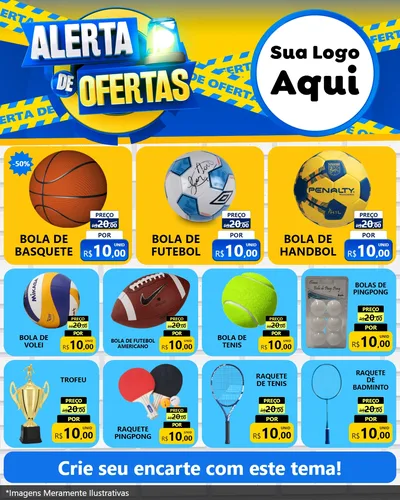 Modelo de Rede Social para Feed Instagram com o tema Alerta de Ofertas para Artigos Esportivos