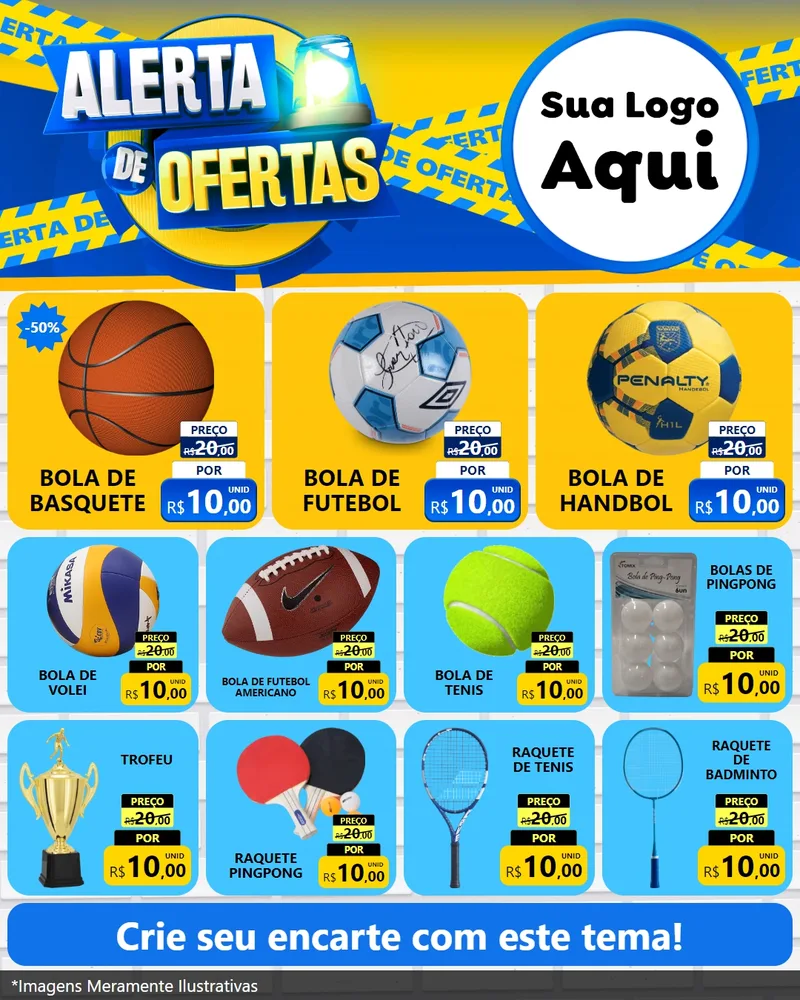Modelo de Rede Social para Feed Instagram com o tema Alerta de Ofertas para Artigos Esportivos