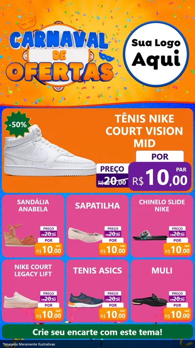 Modelo de Rede Social para Stories com o tema Carnaval de Ofertas para Calçados