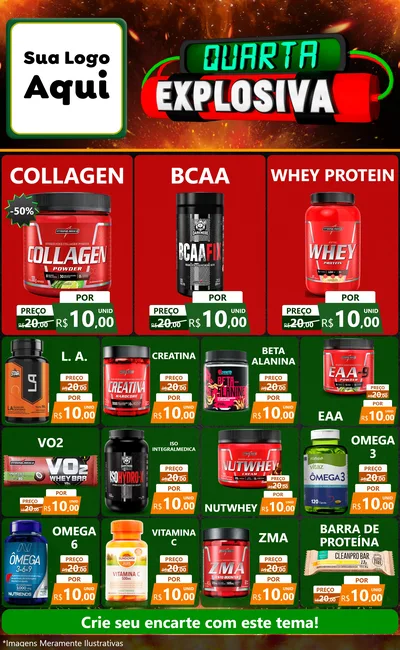 Modelo de Encarte para Encarte Grande com o tema Quarta Explosiva para Suplementos alimentares