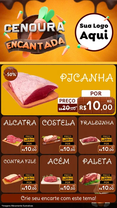 Modelo de Rede Social para Stories com o tema Cenoura Encantada - Páscoa para Açougue