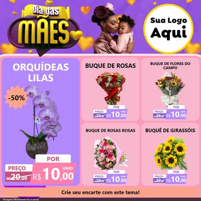 Modelo de Rede Social para Feed Facebook com o tema Dia das Mães para Floricultura e jardim