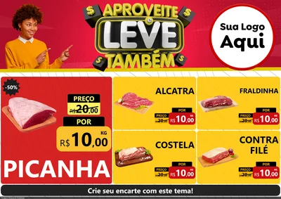 Modelo de Encarte para Encarte A4 Horizontal com o tema Aproveite e Leve Também para Açougue