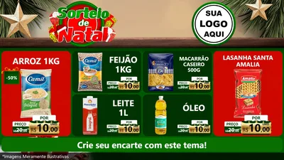 Modelo de TV para TV Horizontal com o tema Sorteio de Natal para Supermercado