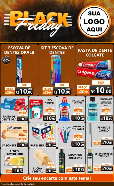 Modelo de Encarte para Encarte Grande com o tema Black Friday para Higiene Pessoal