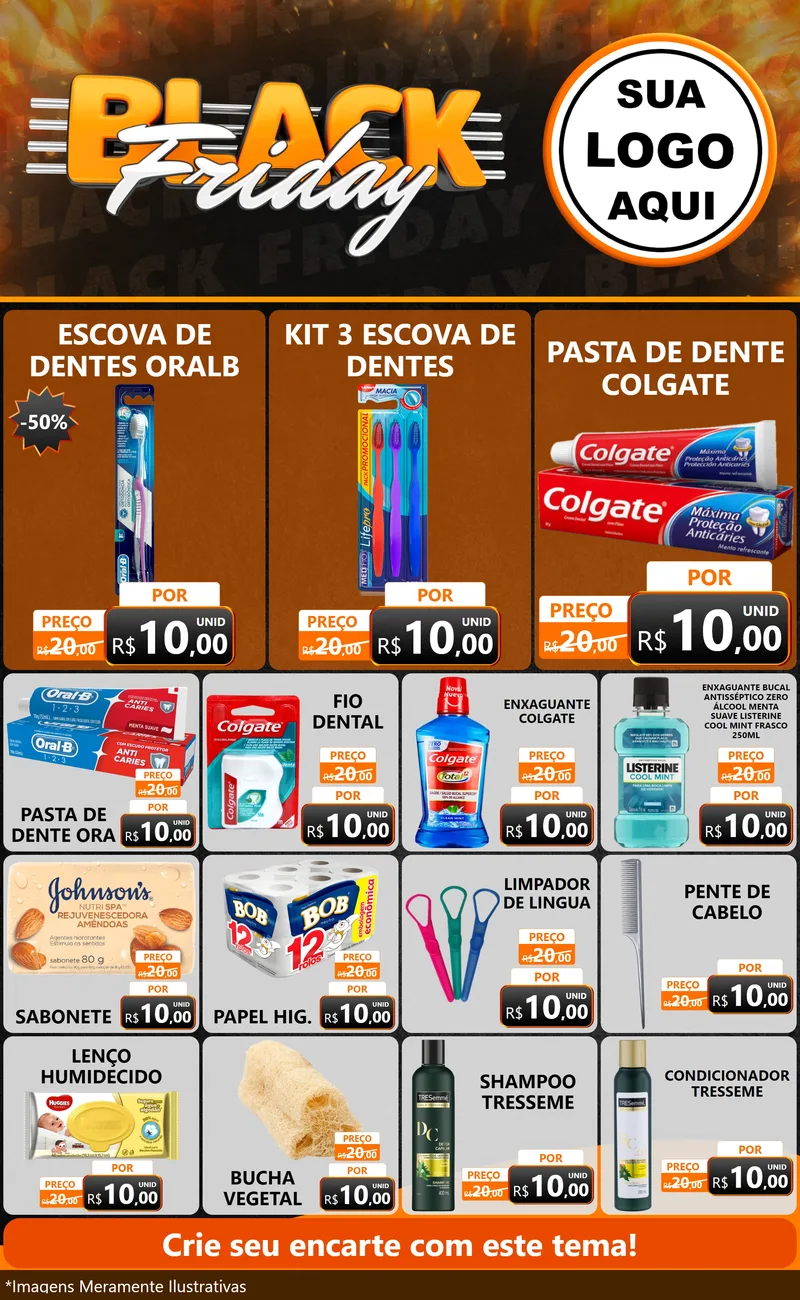 Modelo de Encarte para Encarte Grande com o tema Black Friday para Higiene Pessoal