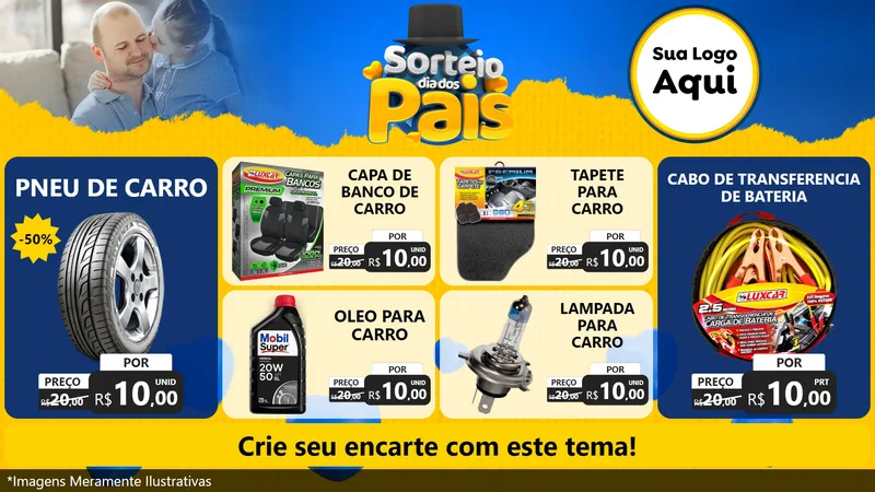 Modelo de TV para TV Horizontal com o tema Sorteio Dia Dos Pais para Auto peças