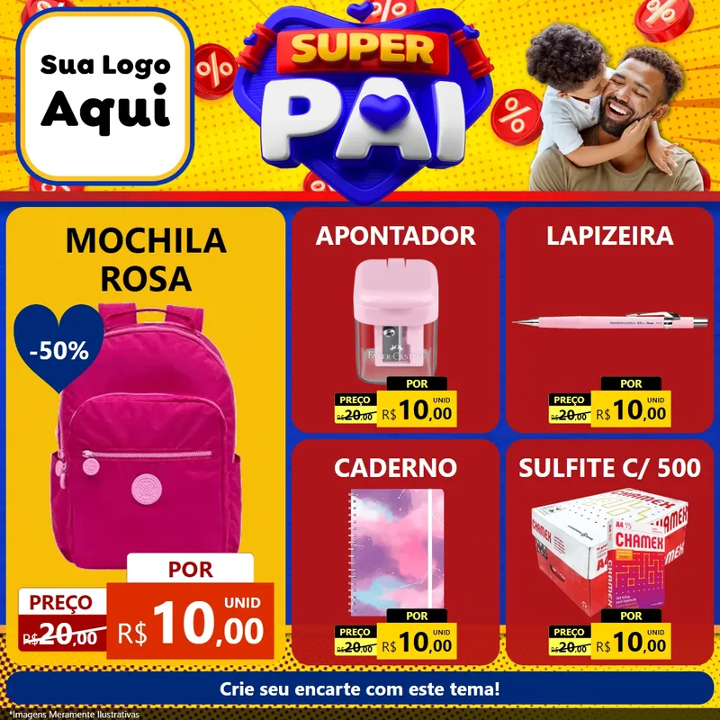 Modelo de Rede Social para Feed Facebook com o tema Super Pai para Papelaria