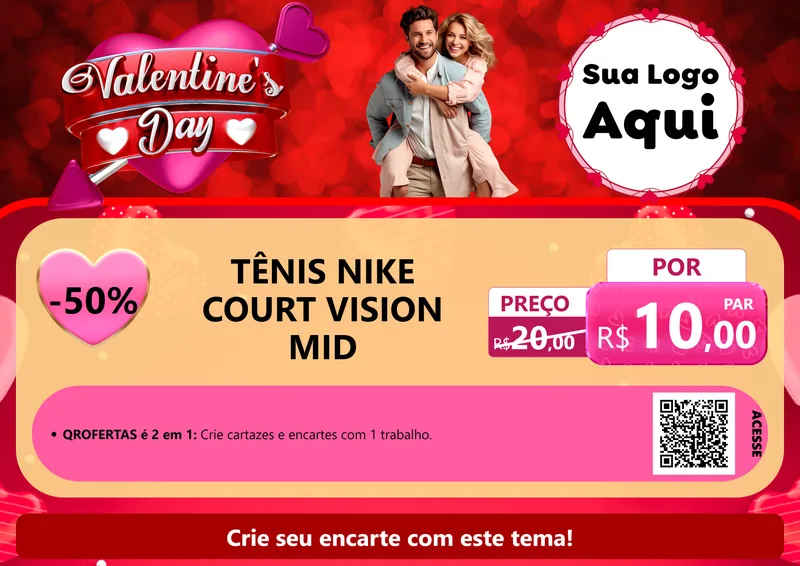 Modelo de Cartaz para Cartaz A4 Horizontal com o tema Valentine's Day para Calçados