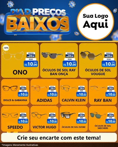 Modelo de Rede Social para Feed Instagram com o tema Dia D Preço Baixo para Óticas