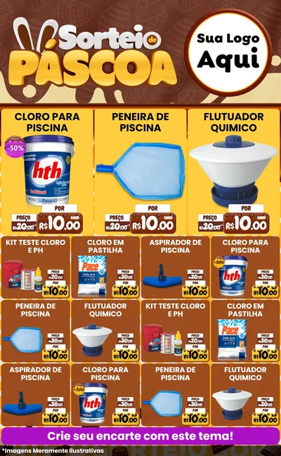 Modelo de Encarte para Encarte Grande com o tema Sorteio de Páscoa para Produtos para Piscina
