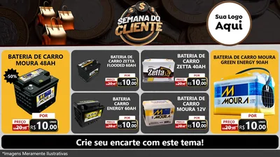 Modelo de TV para TV Horizontal com o tema Semana do Cliente para Baterias Elétricas