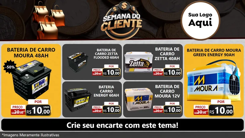 Modelo de TV para TV Horizontal com o tema Semana do Cliente para Baterias Elétricas