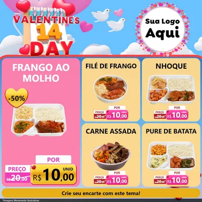 Modelo de Rede Social para Feed Facebook com o tema Valentine's Day para Restaurante
