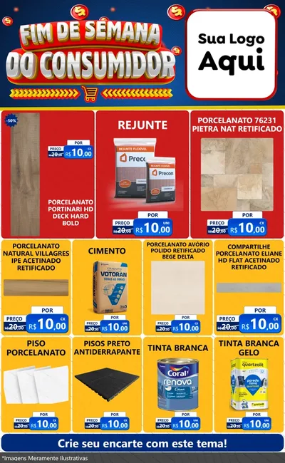 Modelo de Encarte para Encarte Grande com o tema Fim de Semana do Consumidor para Pisos e revestimentos