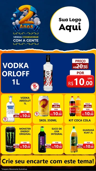 Modelo de Rede Social para Stories com o tema Aniversário de 2 anos para Distribuidora de bebidas