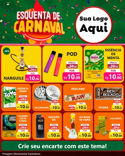 Modelo de Rede Social para Feed Instagram com o tema Esquenta de Carnaval para Tabacaria
