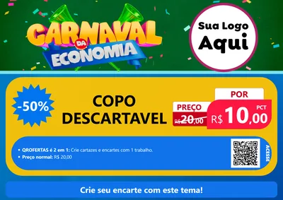 Modelo de Cartaz para Cartaz A4 Horizontal com o tema Carnaval da Economia para Embalagens
