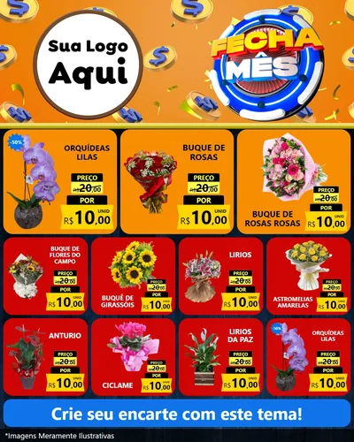 Modelo de Rede Social para Feed Instagram com o tema Fecha Mês para Floricultura e jardim