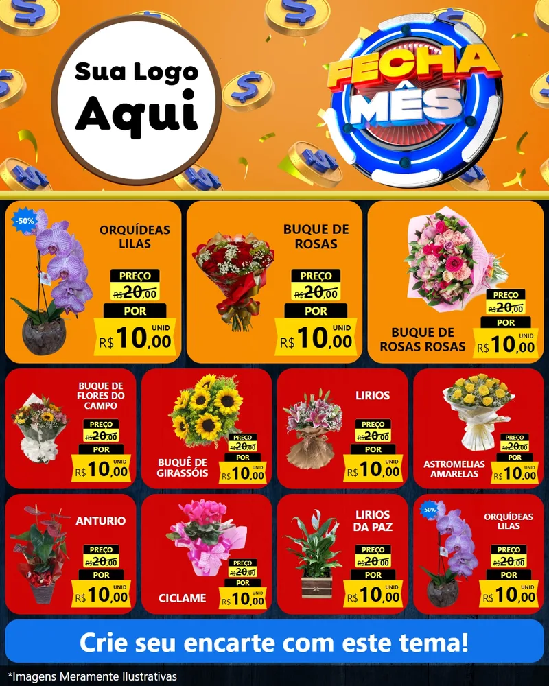 Modelo de Rede Social para Feed Instagram com o tema Fecha Mês para Floricultura e jardim