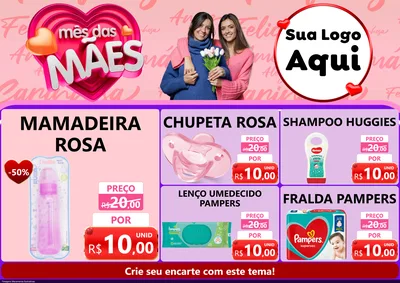 Modelo de Encarte para Encarte A4 Horizontal com o tema Mês Das Mães para Bebês