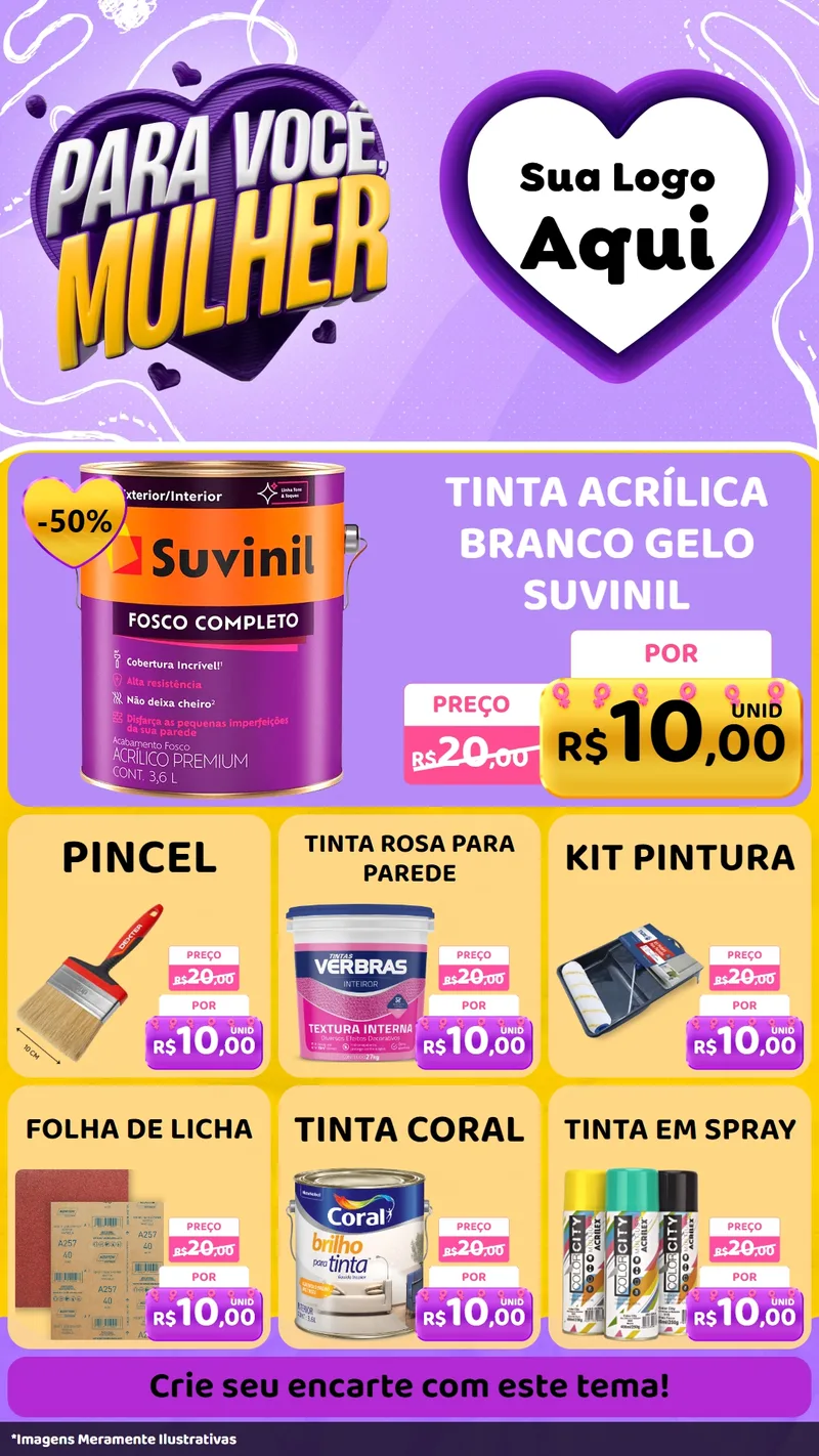 Modelo de Rede Social para Stories com o tema Para Você, Mulher para Tintas e Ferramentas