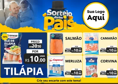 Modelo de Encarte para Encarte A4 Horizontal com o tema Sorteio Dia Dos Pais para Peixaria
