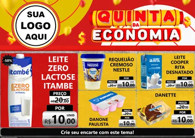 Modelo de Encarte para Encarte A4 Horizontal com o tema Quinta da Economia para Frios e Laticínios