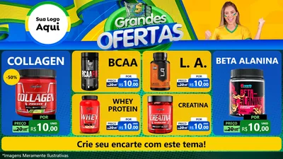 Modelo de TV para TV Horizontal com o tema Grandes Ofertas para Suplementos alimentares
