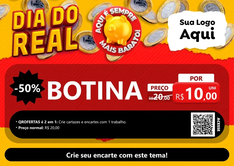 Modelo de Cartaz para Cartaz A4 Horizontal com o tema Dia Do Real para Agropecuária