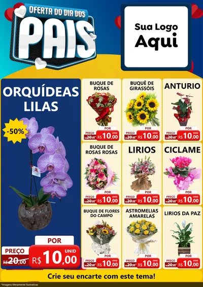 Modelo de Encarte para Encarte A4 Vertical com o tema Oferta Do Dia Dos Pais para Floricultura e jardim