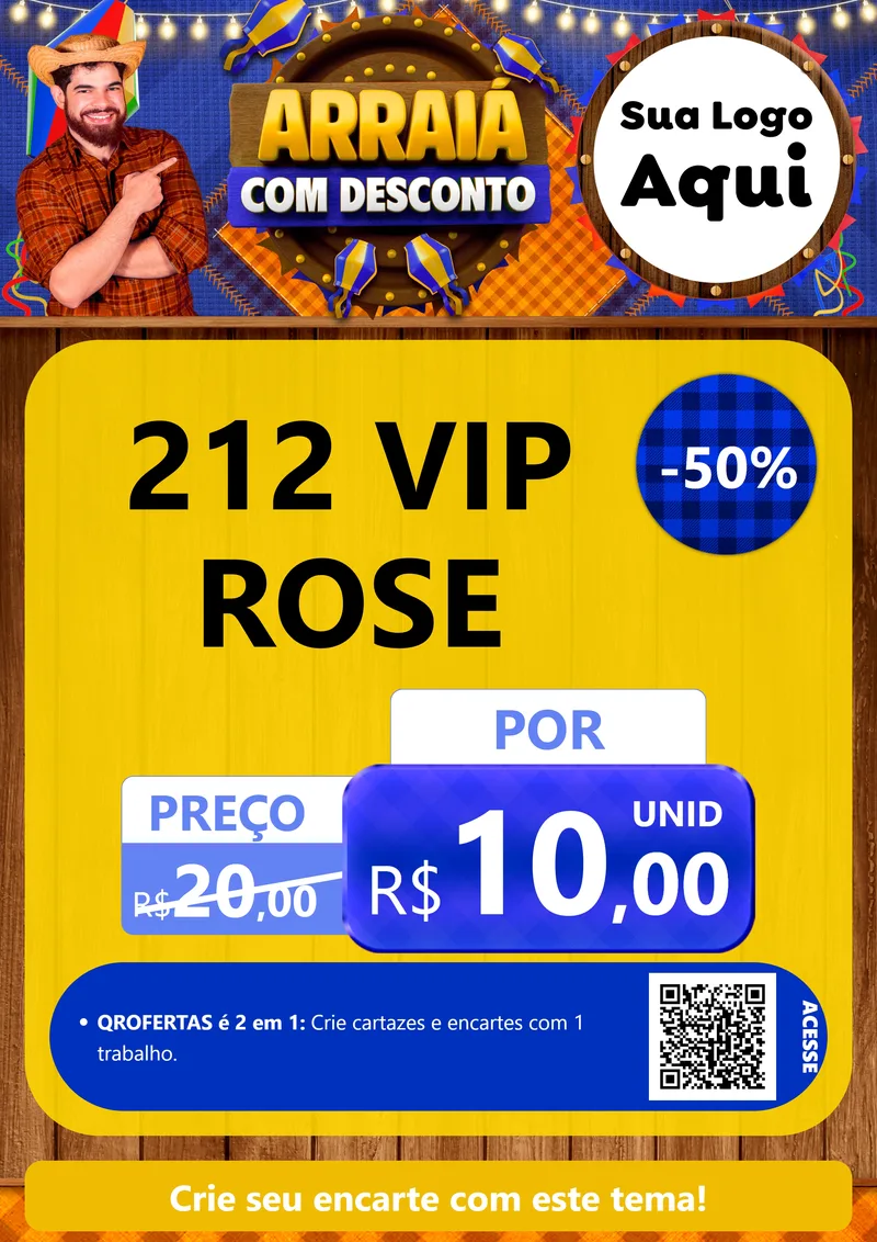 Modelo de Cartaz para Cartaz A4 Vertical com o tema Arraiá Com Desconto para Perfumes