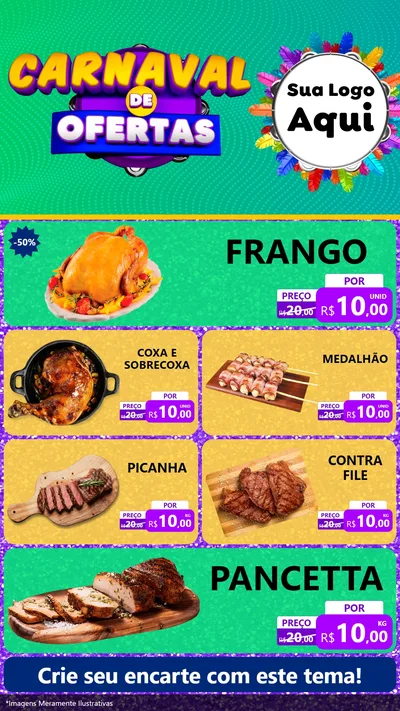Modelo de TV para TV Vertical com o tema Carnaval de Ofertas para Assados