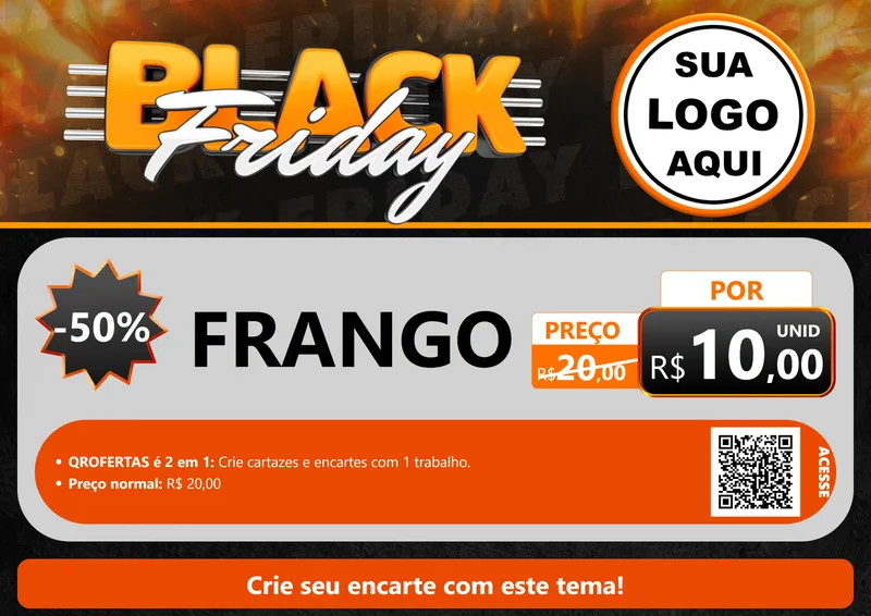 Modelo de Cartaz para Cartaz A4 Horizontal com o tema Black Friday para Assados