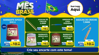 Modelo de TV para TV Horizontal com o tema Mês do Brasil para Armarinho e Aviamentos