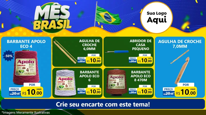 Modelo de TV para TV Horizontal com o tema Mês do Brasil para Armarinho e Aviamentos