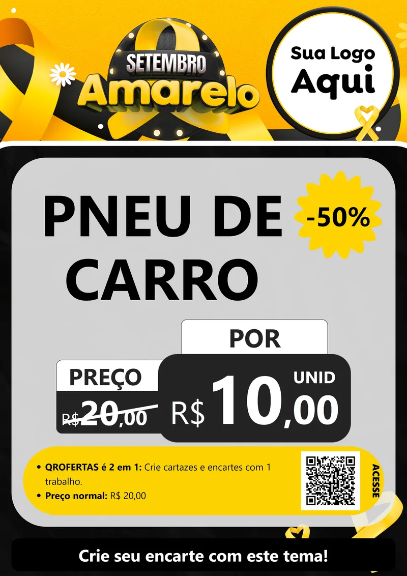 Modelo de Cartaz para Cartaz A4 Vertical com o tema Setembro Amarelo para Auto peças