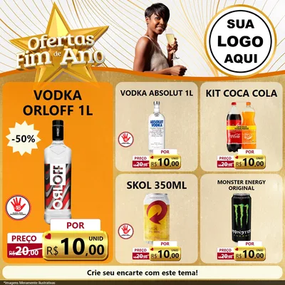 Modelo de Rede Social para Feed Facebook com o tema Ofertas Fim de Ano para Distribuidora de bebidas