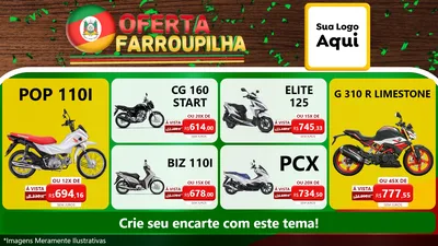 Modelo de TV para TV Horizontal com o tema Oferta Farroupilha para Concessionaria de Motos