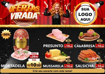 Modelo de Encarte para Encarte A4 Horizontal com o tema Ofertas da Virada para Frios e Laticínios