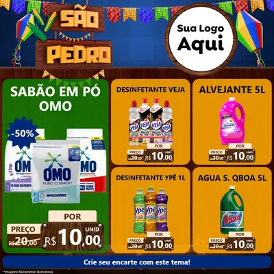 Modelo de Rede Social para Feed Facebook com o tema São Pedro para Produtos de Limpeza