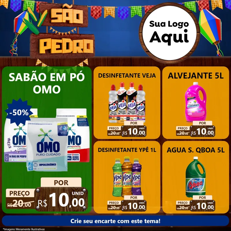 Modelo de Rede Social para Feed Facebook com o tema São Pedro para Produtos de Limpeza