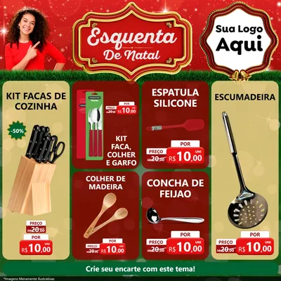 Modelo de Rede Social para Feed Facebook com o tema Esquenta de Natal para Utilidades Domésticas