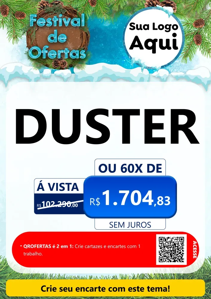 Modelo de Cartaz para Cartaz A4 Vertical com o tema Festival de Ofertas - Inverno para Concessionaria de Carros