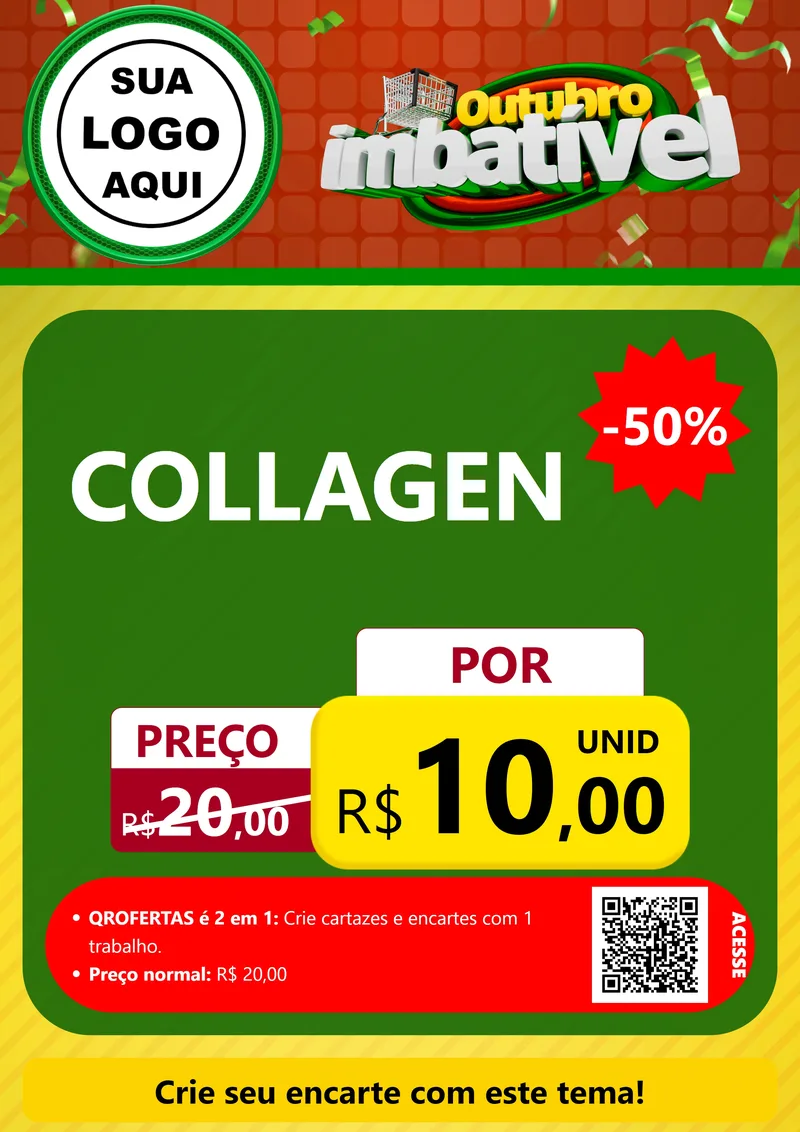 Modelo de Cartaz para Cartaz A4 Vertical com o tema Outubro Imbatível para Suplementos alimentares