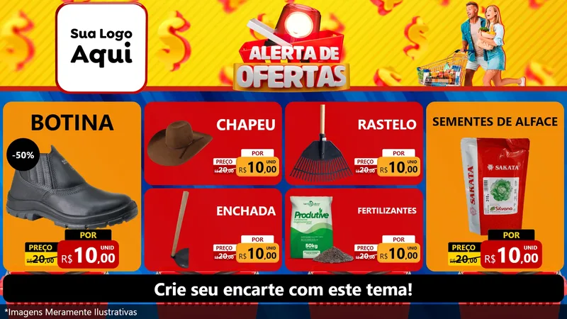 Modelo de TV para TV Horizontal com o tema Alerta de Ofertas para Agropecuária