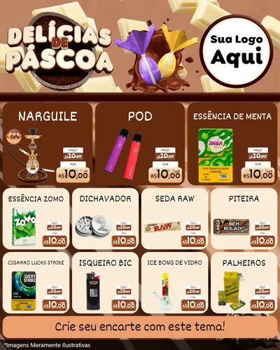 Modelo de Rede Social para Feed Instagram com o tema Delícias de Páscoa para Tabacaria