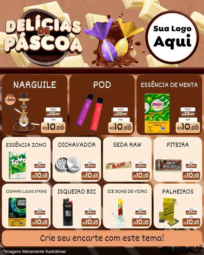 Modelo de Rede Social para Feed Instagram com o tema Delícias de Páscoa para Tabacaria