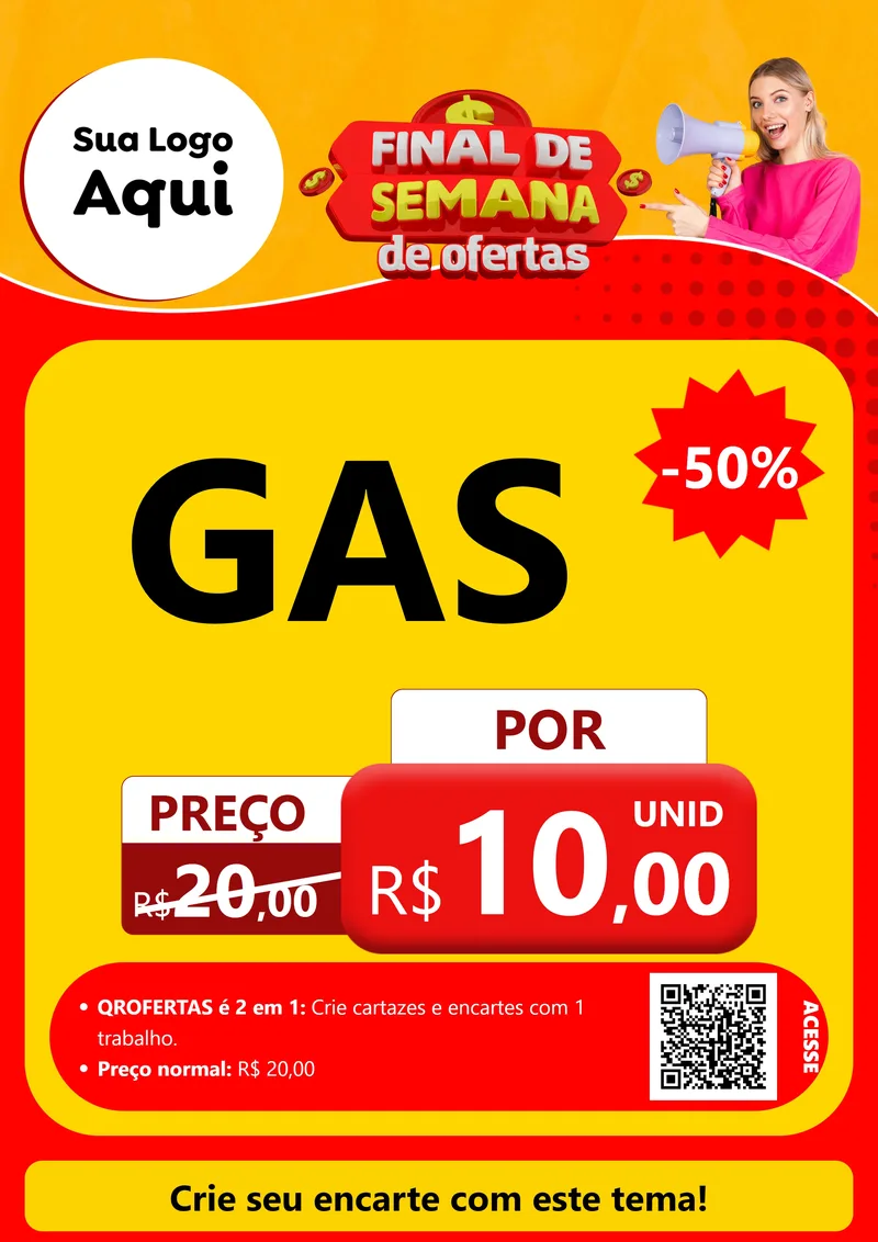 Modelo de Cartaz para Cartaz A4 Vertical com o tema Final de Semana de Ofertas para Água e gás